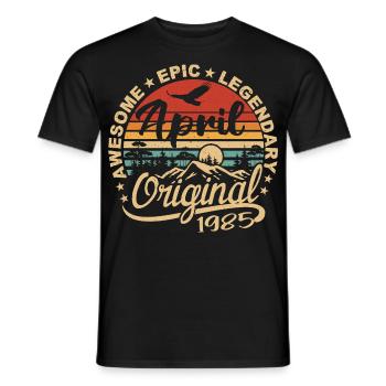 April 1985 Birthday Gift, Born in April 1985 - Men's T-Shirt - black - Front - AI Model Male 178 light (178cm)