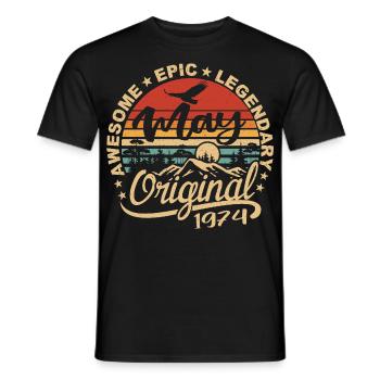 Birthday May 1974 May | Gift May 1974 - Men's T-Shirt - black - Front - AI Model Male 178 light (178cm)