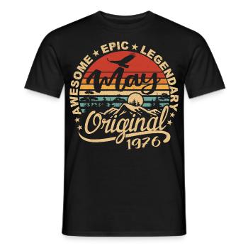 Birthday May 1976 May | Gift May 1976 - Men's T-Shirt - black - Front - AI Model Male 178 light (178cm)
