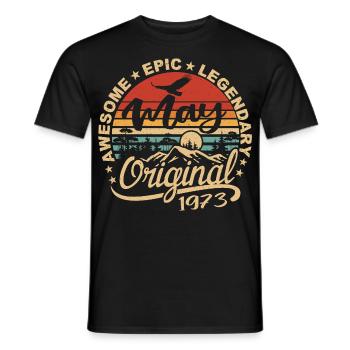 Anniversaire Mai 1973 mai | Gift May 1973 - T-shirt homme - noir - Devant - AI Model Male 178 light (178cm)