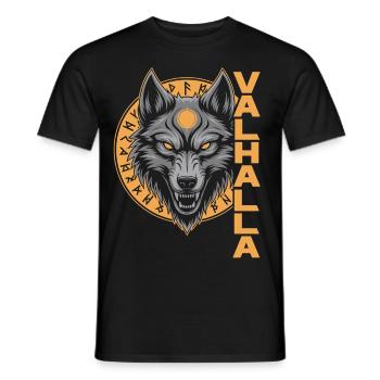 Norse Wolf Valhalla Rune Design - Men's T-Shirt - black - Front - AI Model Male 178 light (178cm)