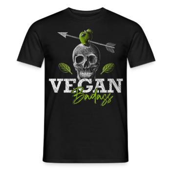 Vegan Badass - Veganer Schädel - Veggie Gangster - Männer T-Shirt - Schwarz - Vorne - AI Model Male 178 light (178cm)
