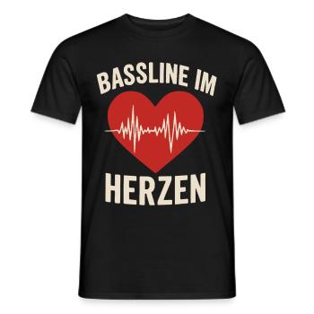 Bassline im Herzen Musik Festival Shirt EDM House - Männer T-Shirt - Schwarz - Vorne - AI Model Male 178 light (178cm)