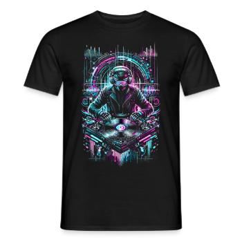 DJ futuriste Neon Techno EDM Party Festival - T-shirt homme - noir - Devant - AI Model Male 178 light (178cm)