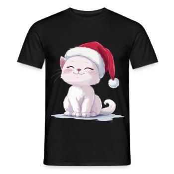 Chat Noël Noël Chat Mignon Joyeux Catmas - T-shirt homme - noir - Devant - AI Model Male 178 light (178cm)