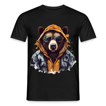 Ours de rue | Amants d’ours - T-shirt homme - noir - Devant - AI Model Male 178 light (178cm)