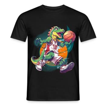 Basketball Dinosaur T-Rex Basketball Player - Men's T-Shirt - black - Front - AI Model Male 178 light (178cm)