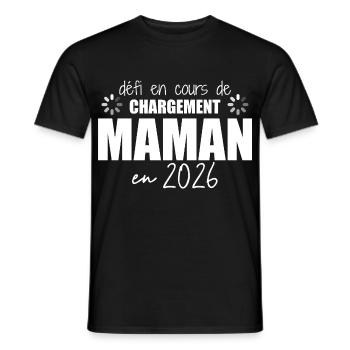2026 Maman Grossesse Cadeau Humour Mère - T-shirt homme - noir - Devant - AI Model Male 178 light (178cm)