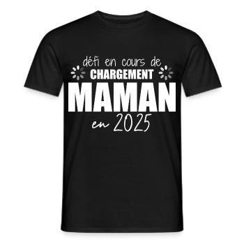2025 Maman Grossesse Cadeau Humour Mère - T-shirt homme - noir - Devant - AI Model Male 178 light (178cm)