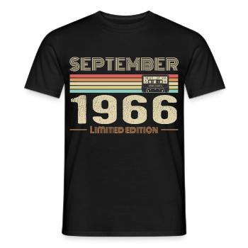 September 1966 Vintage Anniversary September 1966 - Men's T-Shirt - black - Front - AI Model Male 178 light (178cm)
