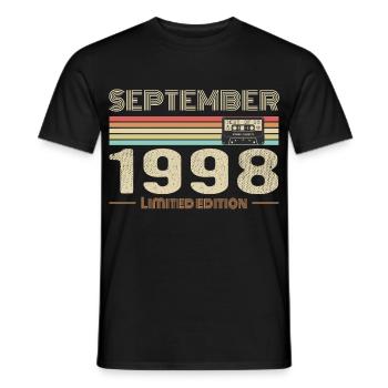 Septembre 1998 Vintage Anniversaire septembre 1998 - T-shirt homme - noir - Devant - AI Model Male 178 light (178cm)
