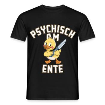 Psychisch am Ente Humor Funny Funny Saying - Men's T-Shirt - black - Front - AI Model Male 178 light (178cm)