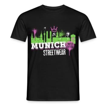Munich Munich Skyline City Germany Graffiti - Men's T-Shirt - black - Front - AI Model Male 178 light (178cm)