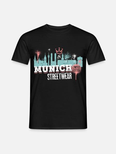 München Munich Skyline Stadt Deutschland Graffiti - Männer T-Shirt - Schwarz
