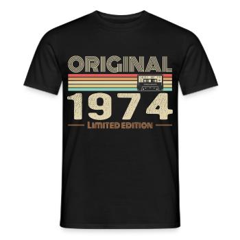 Original 1974 Vintage 1974 Anniversaire Rétro 1974 - T-shirt homme - noir - Devant - AI Model Male 178 light (178cm)
