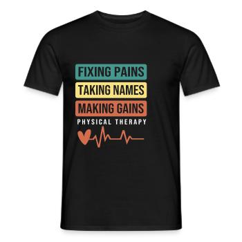 Fysiotherapie Fysiotherapie Fysiotherapeut - Heren T-shirt - zwart - Voor - AI Model Male 178 light (178cm)