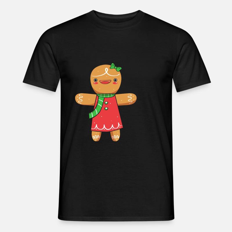 Lebkuchen Weihnachten Lebkuchenmann - Männer T-Shirt - Schwarz
