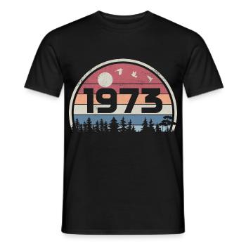 52e Anniversaire 1973 Fête Anniversaire 1973 Rétro - T-shirt homme - noir - Devant - AI Model Male 178 light (178cm)