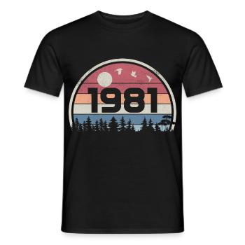 44e Anniversaire 1981 Fête Anniversaire 1981 Rétro - T-shirt homme - noir - Devant - AI Model Male 178 light (178cm)