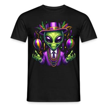 Mardi Gras Alien - Men's T-Shirt - black - Front - AI Model Male 178 light (178cm)