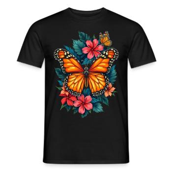Butterfly, Monarch, Flowers, Entomologist - Men's T-Shirt - black - Front - AI Model Male 178 light (178cm)