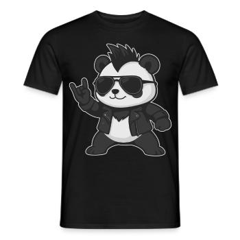 Musique Rock, Panda, Panda, Main De Roche, Heavy Metal - T-shirt homme - noir - Devant - AI Model Male 178 light (178cm)