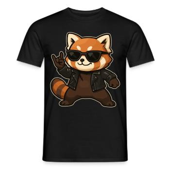 Musique Rock, Panda Roux, Main De Roche, Heavy Metal - T-shirt homme - noir - Devant - AI Model Male 178 light (178cm)