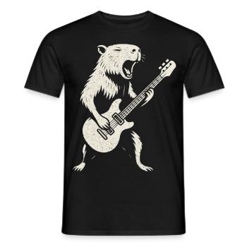 Guitar, Rock Music, Capybara, Guitarist, Rocker - Men's T-Shirt - black - Front - AI Model Male 178 light (178cm)