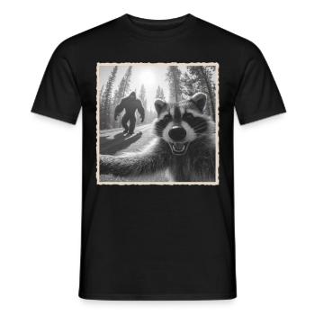 raton laveur, selfie, Bigfoot, drôle de raton laveur Photo - T-shirt homme - noir - Devant - AI Model Male 178 light (178cm)