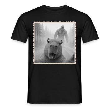 Capybara, Selfie, Bigfoot, Capybara Drôle - T-shirt homme - noir - Devant - AI Model Male 178 light (178cm)