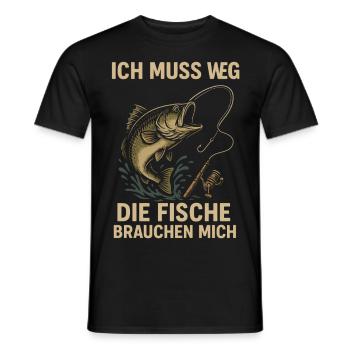 Pêche canne à pêche Sport Nature Adventure - T-shirt homme - noir - Devant - AI Model Male 178 light (178cm)