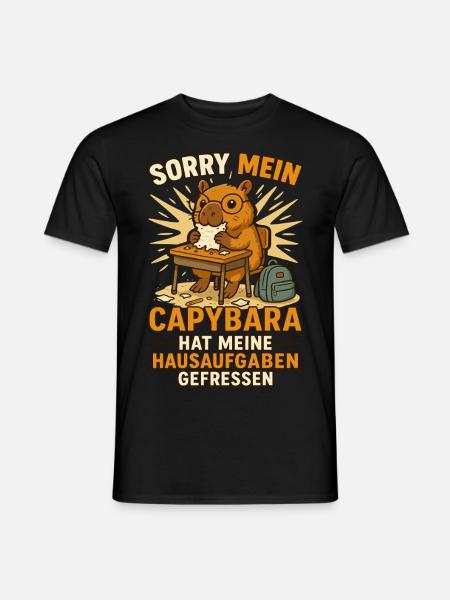 Capybara Wasserschwein Hausaufgaben Lustig - Männer T-Shirt - Schwarz