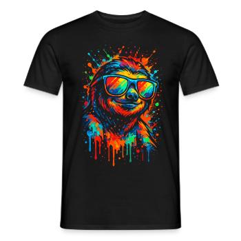 Faultier Bunt Pop Art Regenbogenfarben - Männer T-Shirt - Schwarz - Vorne - AI Model Male 178 light (178cm)