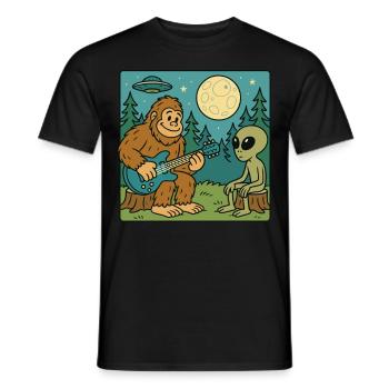 Bigfoot & Alien, Gitarre, Gitarrist - Männer T-Shirt - Schwarz - Vorne - AI Model Male 178 light (178cm)