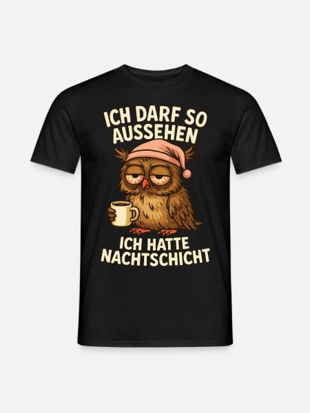 Nachtschicht Nachtdienst Krankenschwester Eule - Männer T-Shirt - Schwarz