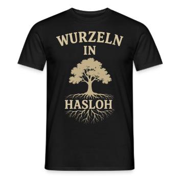 Hasloh Shirt Heimat Norddeutschland Lokal - Männer T-Shirt - Schwarz - Vorne - AI Model Male 178 light (178cm)