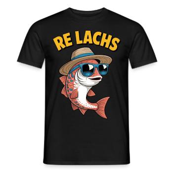 Re Lachs Angeln Angler Spruch Fischen Lachsfischen - Männer T-Shirt - Schwarz - Vorne - AI Model Male 178 light (178cm)