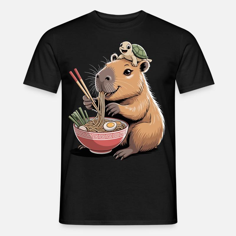 Cute capybara, ramen, turtle, capybara - Men's T-Shirt - black