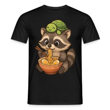 Mignon raton laveur, ramen, tortue, raton laveur - T-shirt homme - noir - Devant - AI Model Male 178 light (178cm)