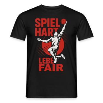 Basketball Spiel Hart Lebe Fair Motivation Sport - Männer T-Shirt - Schwarz - Vorne - AI Model Male 178 light (178cm)