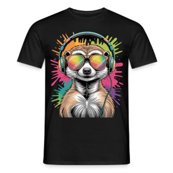 Dj Meerkat with Sunglasses T-Shirt - Men's T-Shirt - black - Front - AI Model Male 178 light (178cm)