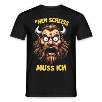 Viking Saying Shirt – Nen Scheiß muss ich Design - Men's T-Shirt - black - Front - AI Model Male 178 light (178cm)