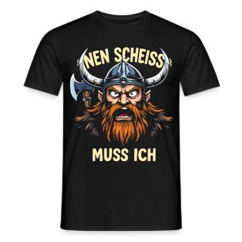 Wikinger Spruch Shirt – Nen Scheiß Muss Ich Design - Männer T-Shirt - Schwarz - Vorne - AI Model Male 178 light (178cm)