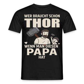 Thor Hammer Dad Father's Day Love Father Son Daughter - Men's T-Shirt - black - Front - AI Model Male 178 light (178cm)