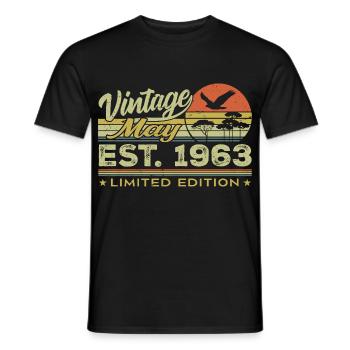 Birthday May 1963, born in May 1963 - May 1963 - Men's T-Shirt - black - Front - AI Model Male 178 light (178cm)