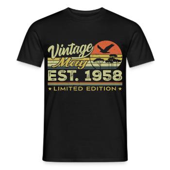 Birthday May 1958, born in May 1958 - May 1958 - Men's T-Shirt - black - Front - AI Model Male 178 light (178cm)