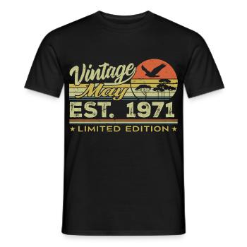 Geburtstag Mai 1971, geboren im Mai 1971 - Mai 1971 - Männer T-Shirt - Schwarz - Vorne - AI Model Male 178 light (178cm)