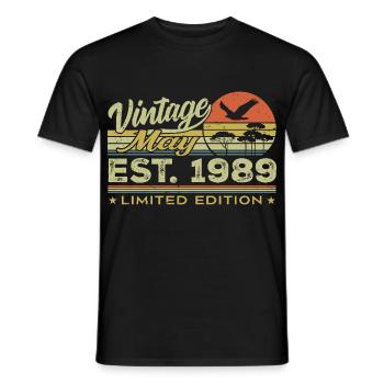 Birthday May 1989, born in May 1989 - May 1989 - Men's T-Shirt - black - Front - AI Model Male 178 light (178cm)