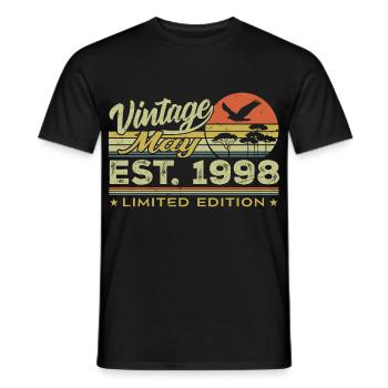 Geburtstag Mai 1998, geboren im Mai 1998 - Mai 1998 - Männer T-Shirt - Schwarz - Vorne - AI Model Male 178 light (178cm)
