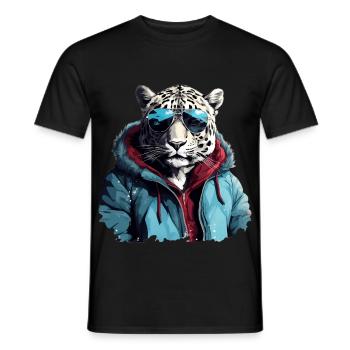 Streetstyle Schneeleopard | Leoparden-Liebhaber - Männer T-Shirt - Schwarz - Vorne - AI Model Male 178 light (178cm)